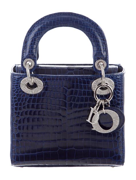 CHRISTIAN DIOR Alligator Lady Dior Pouch Blue .